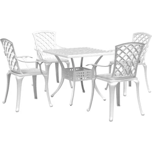 vidaXL Ensemble à manger de jardin 5 pcs blanc aluminium coulé pas cher