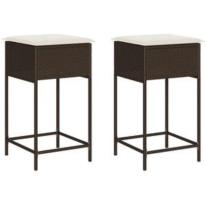 vidaXL Tabourets de bar jardin coussins lot de 2 marron résine tressée pas cher