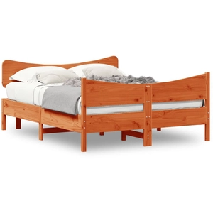 vidaXL Cadre de lit et tête de lit cire marron 150x200 cm bois de pin pas cher