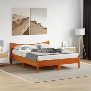 vidaXL Cadre de lit et tête de lit cire marron 160x200 cm bois de pin pas cher