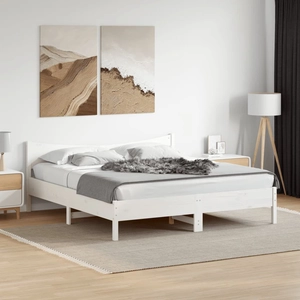 vidaXL Cadre de lit et tête de lit blanc 200x200 cm bois de pin massif pas cher