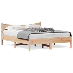 vidaXL Cadre de lit avec tête de lit 150x200 cm bois de pin massif pas cher