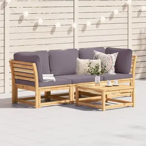 vidaXL Salon de jardin 3 pcs avec coussins bois massif d'acacia pas cher
