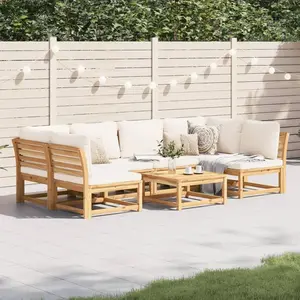 vidaXL Salon de jardin avec coussins 7 pcs bois massif d'acacia pas cher