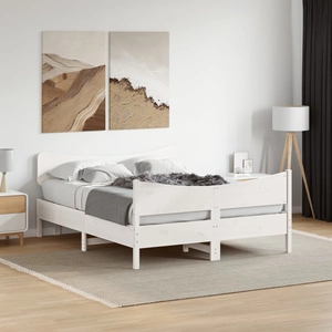 vidaXL Cadre de lit et tête de lit blanc 180x200 cm bois de pin massif pas cher