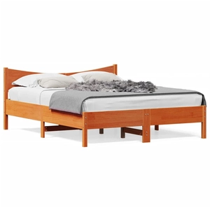 vidaXL Cadre de lit et tête de lit cire marron 150x200 cm bois de pin pas cher