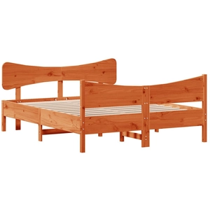 vidaXL Cadre de lit et tête de lit cire marron 160x200 cm bois de pin pas cher