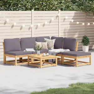 vidaXL Salon de jardin 6 pcs avec coussins bois d'acacia solide pas cher