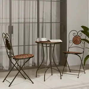 vidaXL Ensemble de bistro mosaïque terre cuite fer et céramique pas cher