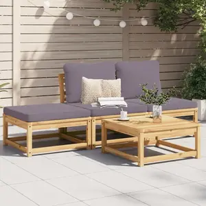 vidaXL Salon de jardin 4 pcs avec coussins Bois d'acacia solide pas cher