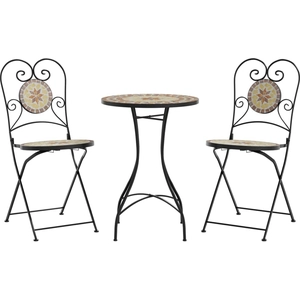 vidaXL Ensemble de bistro mosaïque terre cuite blanc fer et céramique pas cher