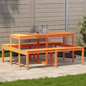 vidaXL Table de pique-nique cire marron 160x134x75 cm bois massif pin pas cher
