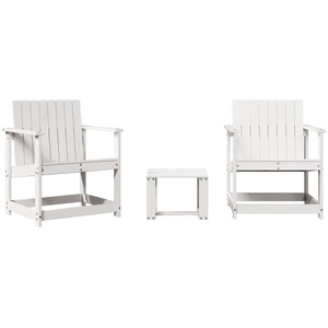 vidaXL Salon de jardin 3 pcs blanc bois massif de pin pas cher