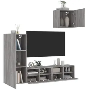 vidaXL Unités murales TV 4 pcs sonoma gris bois d'ingénierie pas cher