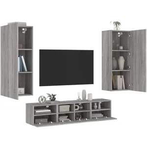 vidaXL Unités murales TV 5 pcs sonoma gris bois d'ingénierie pas cher