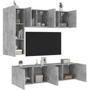 vidaXL Unités murales TV 5 pcs gris béton bois d'ingénierie pas cher