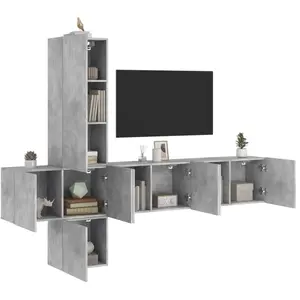 vidaXL Unités murales TV 5 pcs gris béton bois d'ingénierie pas cher