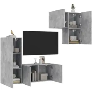 vidaXL Unités murales TV 4 pcs gris béton bois d'ingénierie pas cher