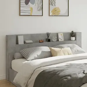 vidaXL Armoire tête de lit avec LED gris béton 220x16,5x103,5 cm pas cher