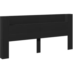 vidaXL Armoire tête de lit avec LED noir 220x16,5x103,5 cm pas cher