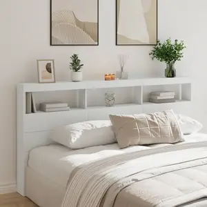 Comparateur de prix : vidaXL Armoire tête de lit avec LED blanc 200x17x102 cm