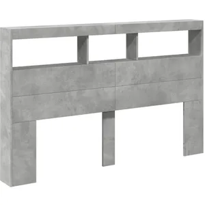 vidaXL Armoire tête de lit avec LED gris béton 160x17x102 cm pas cher