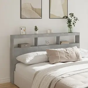 vidaXL Armoire tête de lit avec LED gris béton 180x17x102 cm pas cher