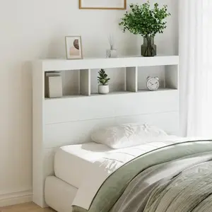 vidaXL Armoire tête de lit avec LED blanc 120x17x102 cm pas cher