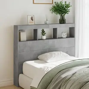 vidaXL Armoire tête de lit avec LED gris béton 120x17x102 cm pas cher