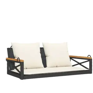 vidaXL Balancelle avec coussins noir 109x62x40 cm résine tressée pas cher