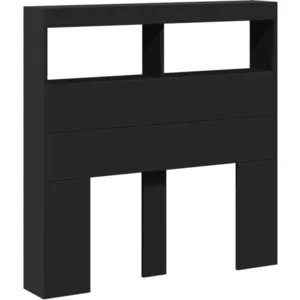 vidaXL Armoire tête de lit avec LED noir 100x17x102 cm pas cher