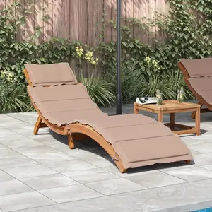 vidaXL Chaise longue avec coussin taupe bois d'acacia solide pas cher