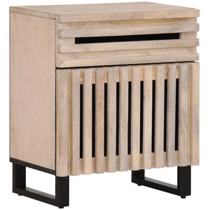 vidaXL Table de chevet blanc 50x34x60 cm bois de manguier massif pas cher