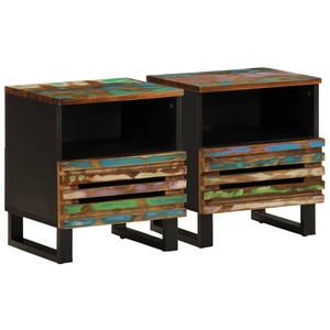 vidaXL Tables de chevet 2 pcs 40x33x46 cm Bois massif de récupération pas cher
