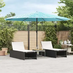 vidaXL Parasol de jardin avec mât en acier bleu 388x388x248 cm pas cher