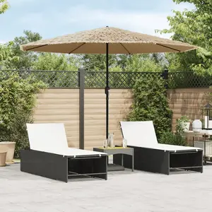 vidaXL Parasol de jardin avec LED et mât en acier marron 324x324x247cm pas cher