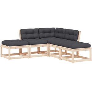 vidaXL Salon de jardin 5 pcs avec coussins bois de pin massif pas cher