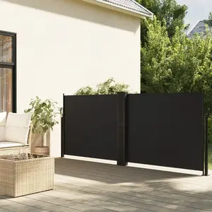 vidaXL Auvent latéral rétractable noir 120x1200 cm pas cher