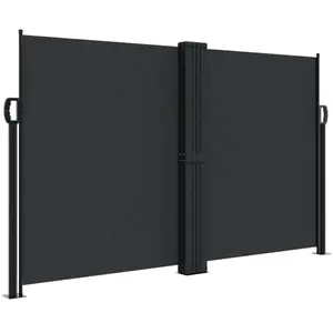 vidaXL Auvent latéral rétractable noir 140x1200 cm pas cher