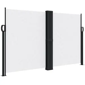 vidaXL Auvent latéral rétractable blanc 140x1200 cm pas cher