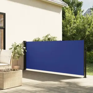 vidaXL Auvent latéral rétractable bleu 140x500 cm pas cher