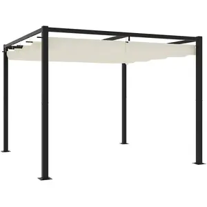 vidaXL Tonnelle de jardin avec toit rétractable crème 3x3 m acier pas cher