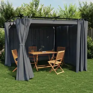 Comparateur de prix : vidaXL Tonnelle avec rideaux anthracite 3x3 m acier