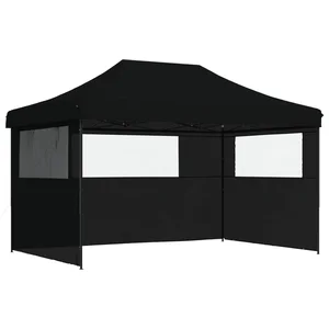 vidaXL Tente de réception pliable escamotable 3 parois latérales noir pas cher
