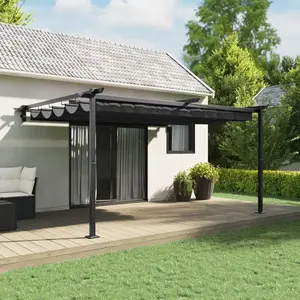vidaXL Gazebo mural Anthracite 3 x 4 m Acier pas cher