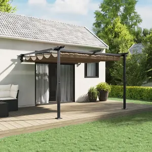 vidaXL Gazebo mural Taupe 3 x 3 m Acier pas cher