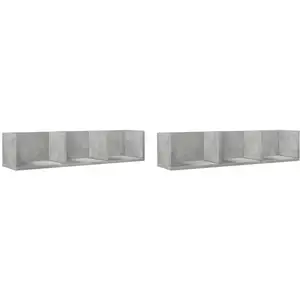 vidaXL Armoires murales 2pcs gris béton 75x18x16,5cm bois d'ingénierie pas cher