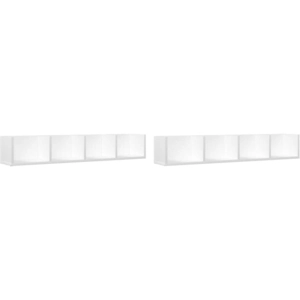 vidaXL Armoires murales 2 pcs blanc 99x18x16,5 cm bois d'ingénierie pas cher