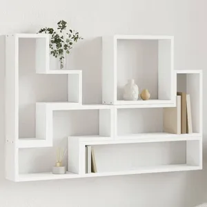 vidaXL Étagère murale blanc 96x12x64 cm bois d’ingénierie pas cher
