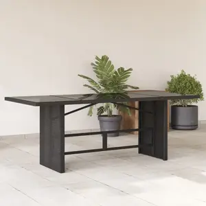 Comparateur de prix : vidaXL Table de jardin avec dessus en verre noir résine tressée